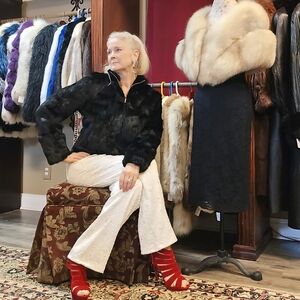 Silky Soft Black Rabbit Fur Jacket sz M